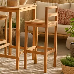 JUST HOME COLLECTION - Set 2 sillas para Terraza Madera Bar Natural 92x41.5x35 cm