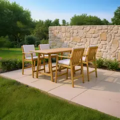 JUST HOME COLLECTION - Juego de Bar de Terraza Jack 4 Personas Teka claro