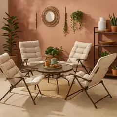 JUST HOME COLLECTION - Juego de Balcón de Terraza Sao Paulo 4 Personas Beige