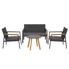 JUST HOME COLLECTION - Juego de Living de Terraza Recife 4 Personas Negro