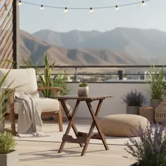 JUST HOME COLLECTION - Mesa Plegable Cuadrada Polipropileno 44x38x50 cm Chocolate