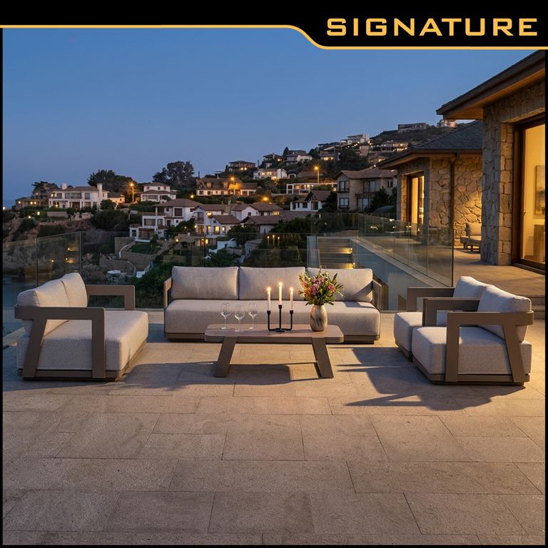 Juego de Living de Terraza Fortaleza 7 Personas Beige
