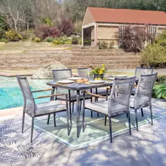 JUST HOME COLLECTION - Juego de Comedor de Terraza Barcelona 6 Personas Negro/gris