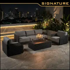 JUST HOME COLLECTION - Juego de Living de Terraza Chicago 5 Personas Negro