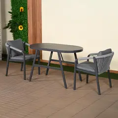 JUST HOME COLLECTION - Juego de Balcón de Terraza Comedor 2 Personas Negro