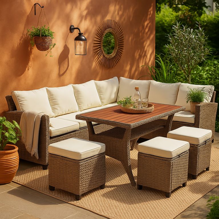 Juego de Living de Terraza Aston 8 Personas Café