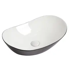 SENSI DACQUA - Lavamanos Forma Ovalada Cerámica 52.5x16x32.5 cm Blanco; Negro mate