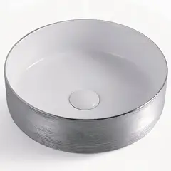 SENSI DACQUA - Lavamanos Forma Redonda Cerámica 36x11.5x36 cm Plata cepillado; Blanco