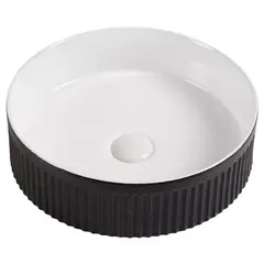 SENSI DACQUA - Lavamanos BI Relieve Forma Redonda Cerámica 39x12x39 cm Negro mate; Blanco