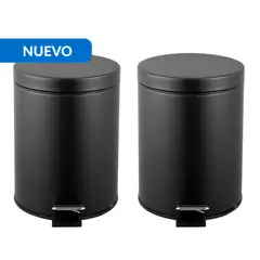 JUST HOME COLLECTION - Set de 2 Basureros 10 Litros Metal Negro