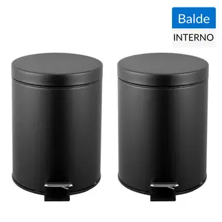 JUST HOME COLLECTION - Set de 2 Basureros 5 Litros Metal Negro