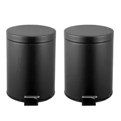 JUST HOME COLLECTION - Set de 2 Basureros 10 Litros Metal Negro