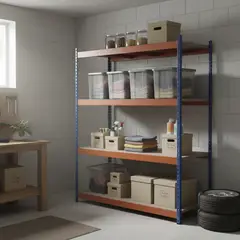 FIXSER - Estante Metal 4 Nivel(es) 160x183x60 cm Naranja, Azul