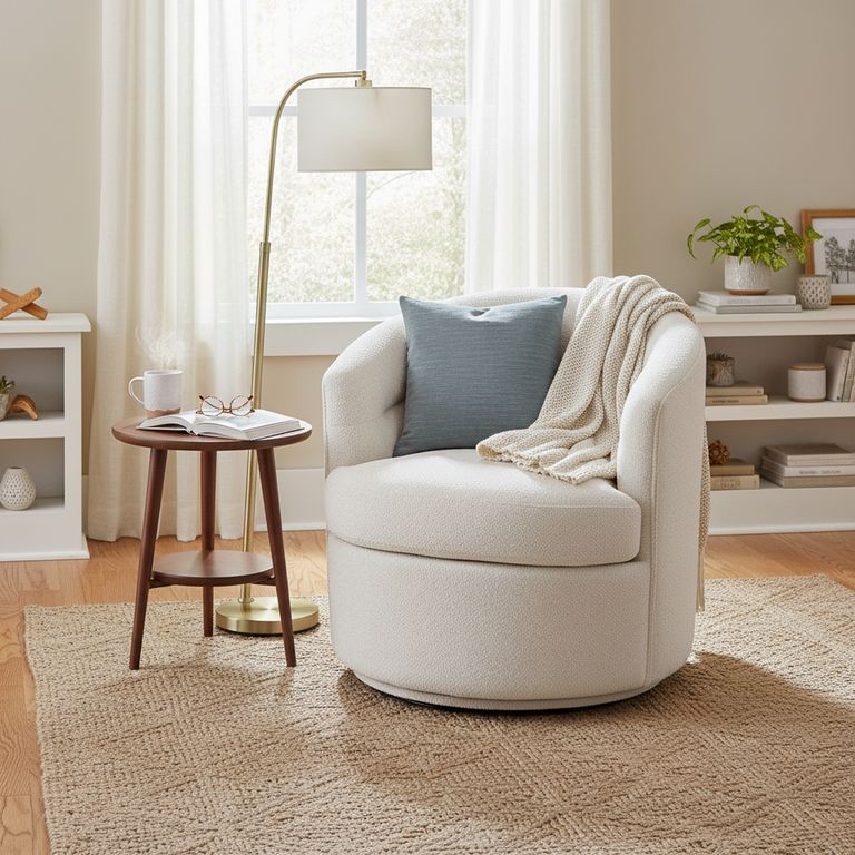 Poltrona Giratoria 360º 1 cuerpo Kora 73x73x77 cm Beige