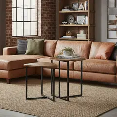 JUST HOME COLLECTION - Mesa de centro Genevie Madera, Negro 45x45x51 cm