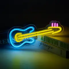 JUST HOME COLLECTION - Letrero Neon Guitarra Blanco 2x12 cm