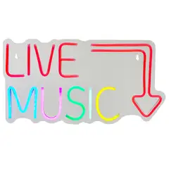 JUST HOME COLLECTION - Letrero Neon Live Music Blanco 2x22 cm