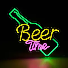 JUST HOME COLLECTION - Letrero Neon Beer Wine Blanco 2x38 cm