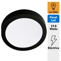 DAIRU - Panel Led Sobrepuesto Circular Negro 18W Luz Cálida