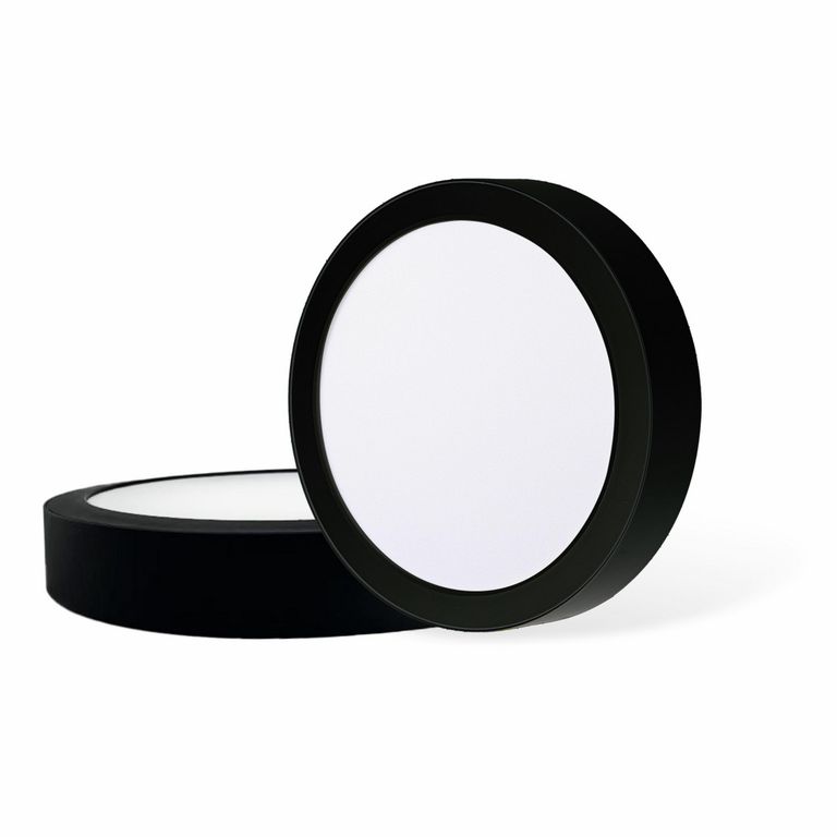 Pack 2 Panel Led Sobrepuesto Circular Negro 18W Luz Fría