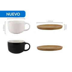 JUST HOME COLLECTION - Juego de Té 200 ml Porcelana Blanco/negro 4 Piezas