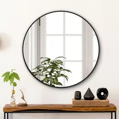 JUST HOME COLLECTION - Espejo Redondo Decorativo 70x70 cm Negro