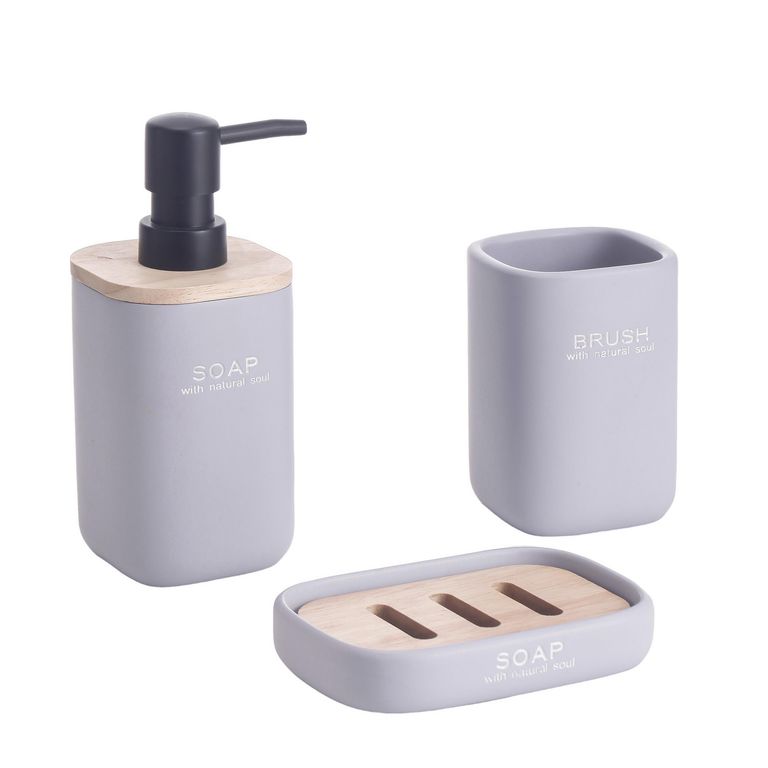 Set Baño Word Lila 3 Piezas