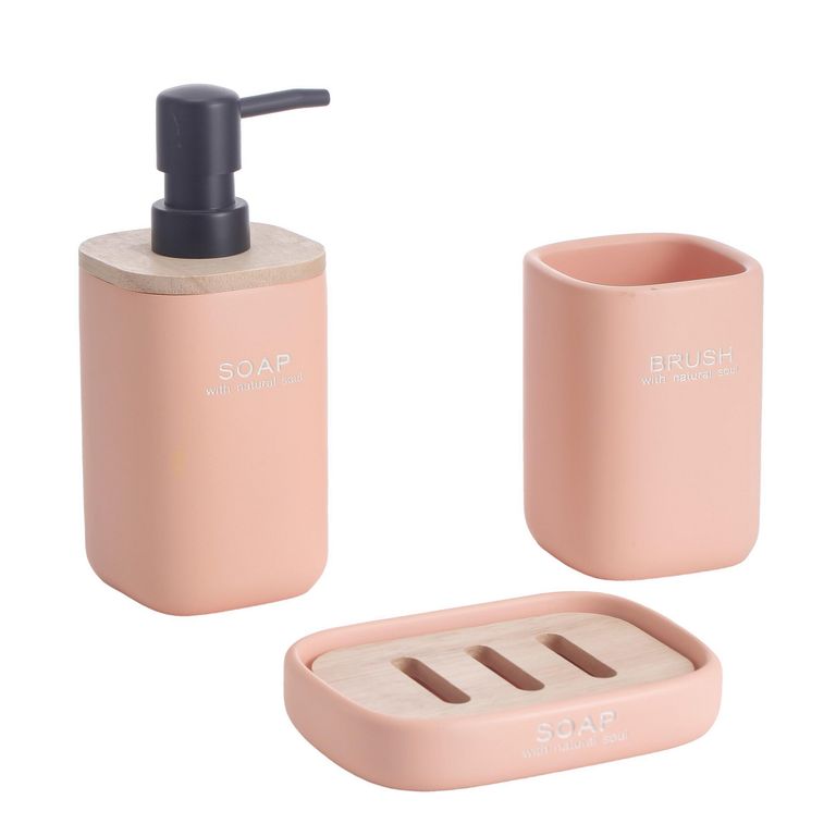 Set Baño Word Naranjo 3 Piezas