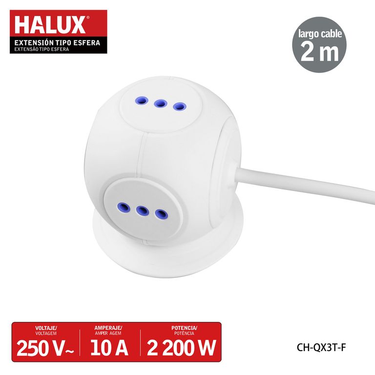 Alargador Esfera + 2 USB 3 Toma(s) 2 m Blanco