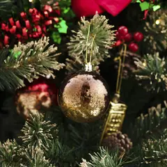 DEAR SANTA - Esfera navidad café/dorada 8 cm xmas story