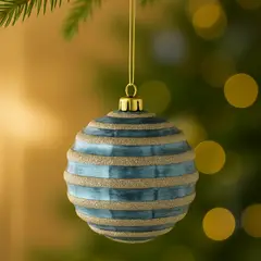 DEAR SANTA - Esfera navidad azul 8 cm illusion