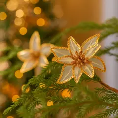 DEAR SANTA - Poinsettia navidad con clip dorada 16 cm aos