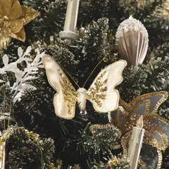 DEAR SANTA - Set 2 mariposas navidad con clip metal aos