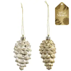 DEAR SANTA - Set 2 pinos navidad brillantes 8 cm aos