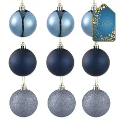 DEAR SANTA - Set 9 Esferas Navidad Azul 6 cm Illusion