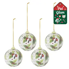 DEAR SANTA - Set 4 esferas navidad hojas 7,5 cm