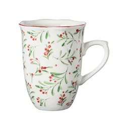 DEAR SANTA - Mug flores navidad 350ml blanco
