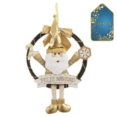 DEAR SANTA - Corona Navidad Santa 46 cm Dorado