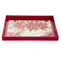 DEAR SANTA - Bandeja flor navidad 45cm rojo