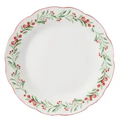 DEAR SANTA - Plato flores navidad 26.5cm blanco
