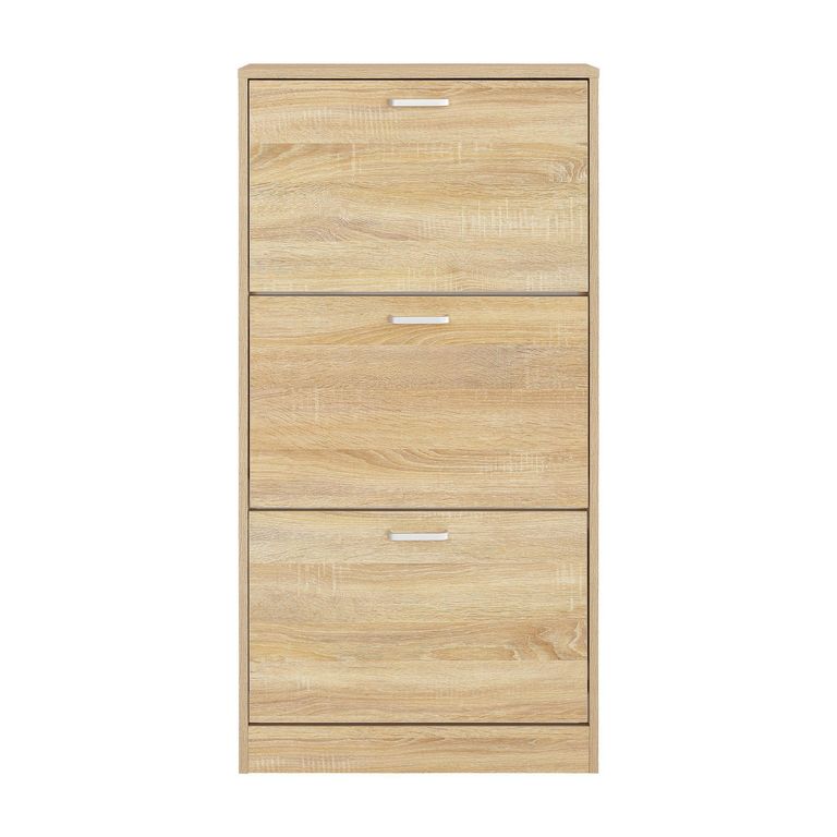 Zapatero 3 Puertas Melamina 60x117x24 cm Roble