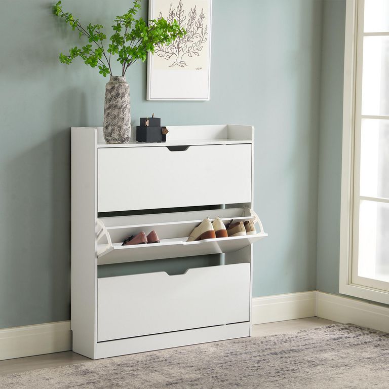 Zapatero 3 Puertas Melamina 100x115.4x24 cm Blanco