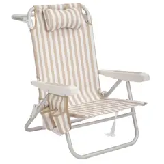 KLIMBER - Silla de Playa 63x81x104 cm Blanco/café