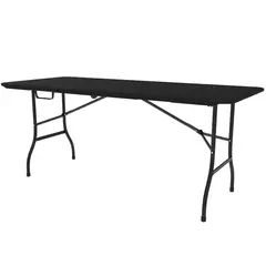 JUST HOME COLLECTION - Mesa plegable Rectangular HDPE 180x74x75 cm Negro