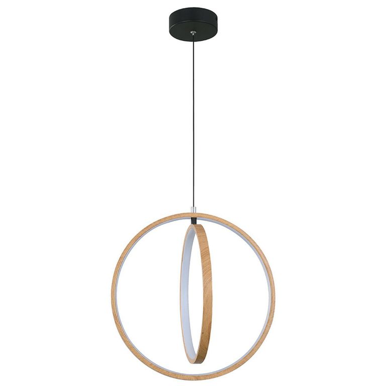 Lámpara Colgante Led Marina 2 Luces Look Madera