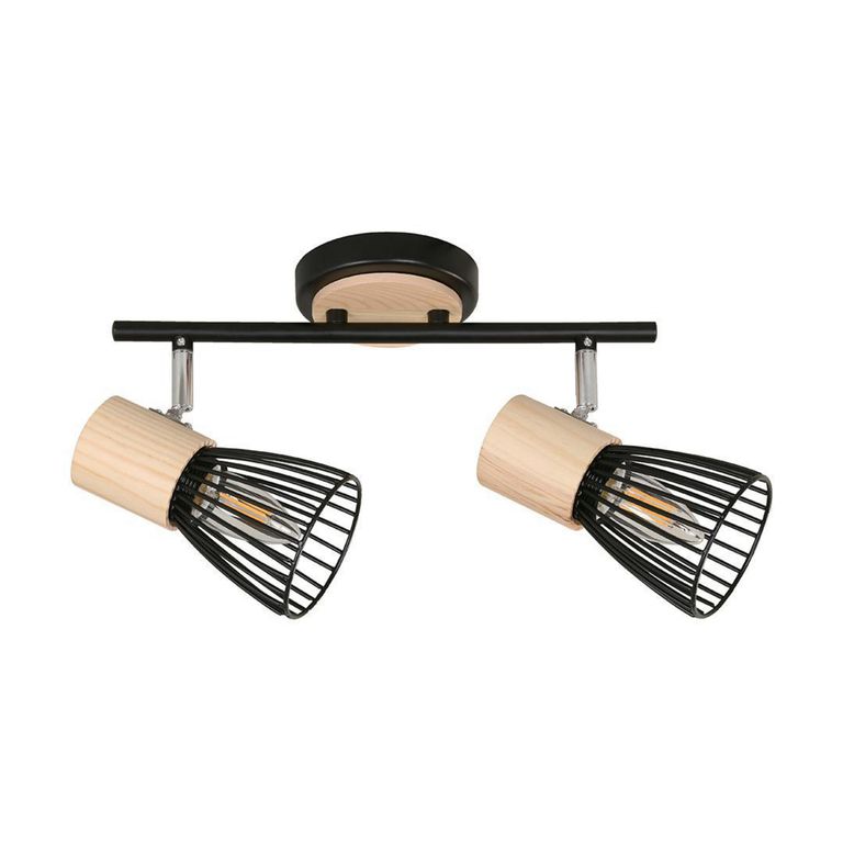 Foco Interior Direccional Boston 2 Luces Madera y Metal