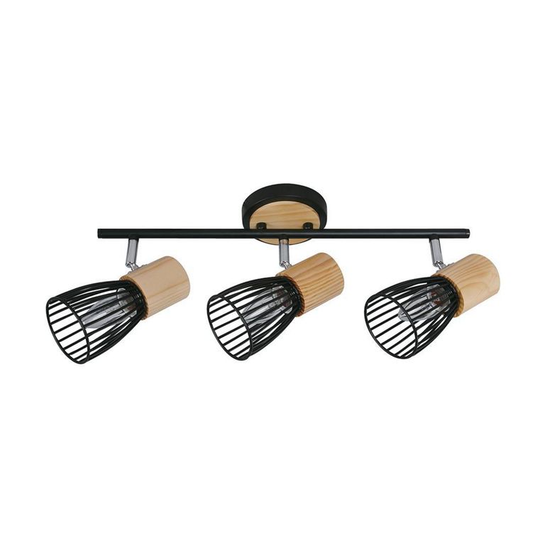 Foco Interior Direccional Boston 3 Luces Madera y Metal