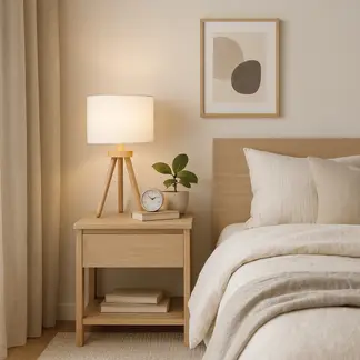 JUST HOME COLLECTION - Lampara Mesa Tripode Madera Balush 25x45 cm