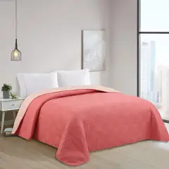 JUST HOME COLLECTION - Quilt 2 plazas Bicolor Coral