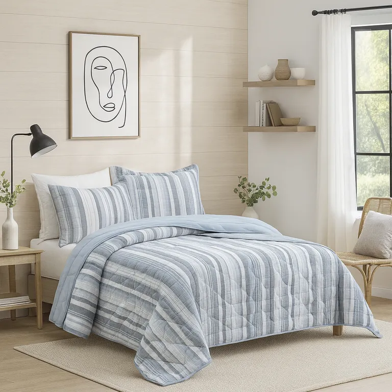 Cubrecama Quilt Nordico Lineas Reversible